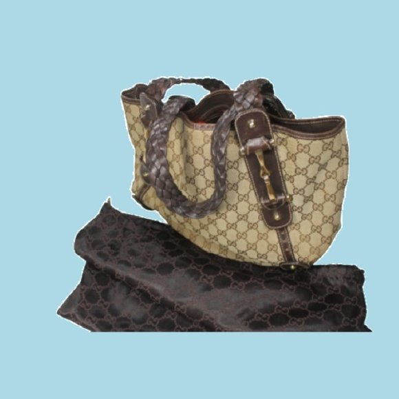 GUCCI Sukey Tote Handbag Bag Purse Guccissima Logo Italy Monogram Vintage Braid - Picture 1 of 12